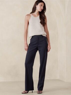 NWT Banana Republic Navy Siena Straight Italian Wool Pant
